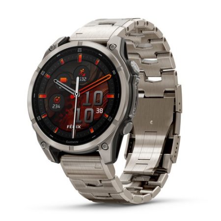 Garmin Fenix 8 AMOLED 47mm Sapphire Titánium/Titánium fém szíj + Grafitszürke szilikon szíj