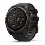   Garmin Fenix 8 SOLAR 51mm Sapphire Karbonszürke DLC Titánium/Fekete-Sötétszürke szilikon szíj 